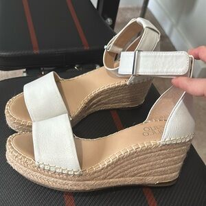 Franco Sarto Women's White Espadrille Wedge Sandals Sz 6